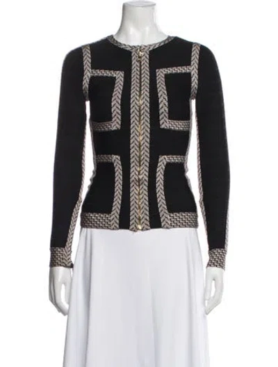 Pre-owned Herve Leger Colorblock Pattern Jacket In Black