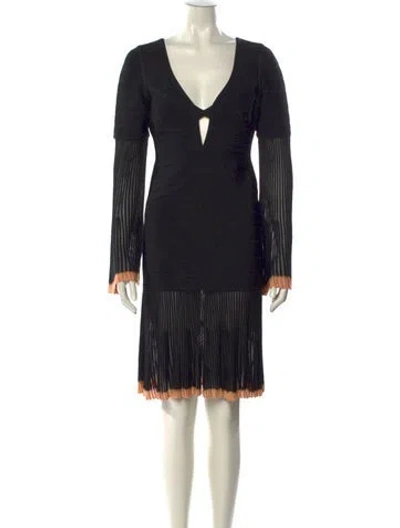 Pre-owned Herve Leger Colorblock Pattern Knee-length Dress In Black