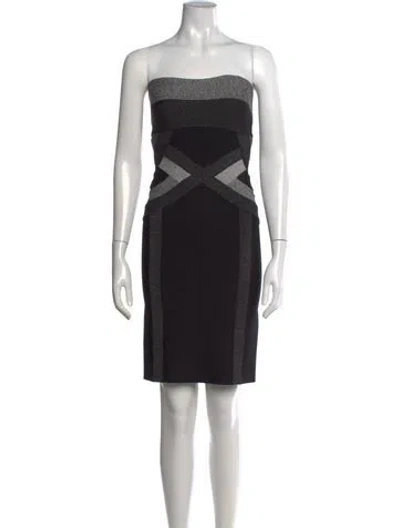 Pre-owned Herve Leger Colorblock Pattern Knee-length Dress In Black