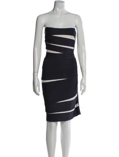 Pre-owned Herve Leger Colorblock Pattern Knee-length Dress In Blue