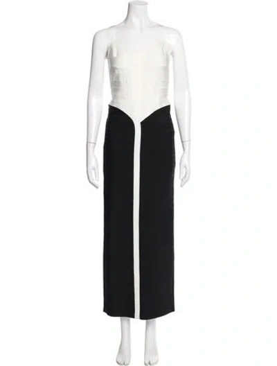 Pre-owned Herve Leger Colorblock Pattern Long Dress In Black