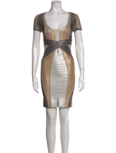 Pre-owned Herve Leger Colorblock Pattern Mini Dress