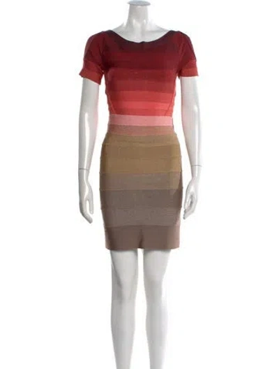 Pre-owned Herve Leger Colorblock Pattern Mini Dress