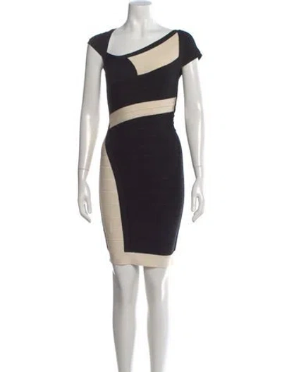 Pre-owned Herve Leger Colorblock Pattern Mini Dress