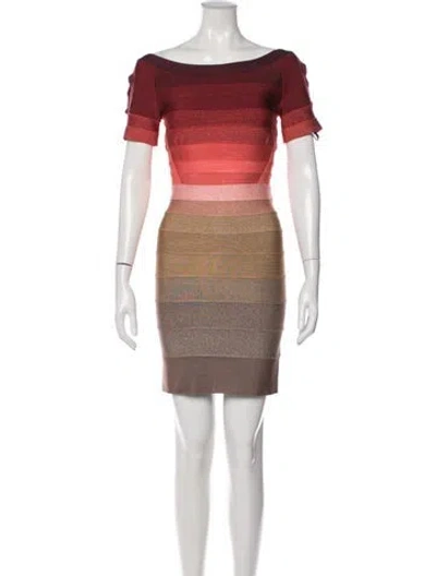 Pre-owned Herve Leger Colorblock Pattern Mini Dress