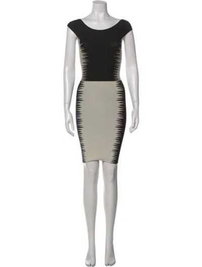 Pre-owned Herve Leger Colorblock Pattern Mini Dress In Black