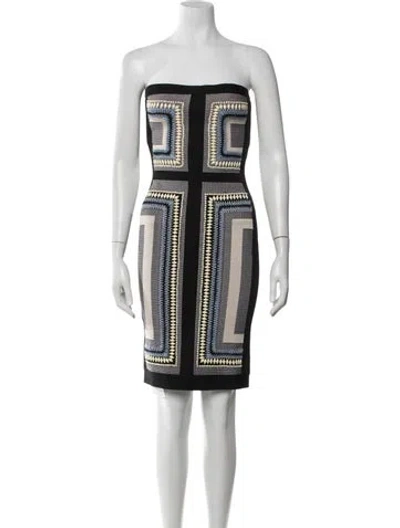 Pre-owned Herve Leger Colorblock Pattern Mini Dress In Black