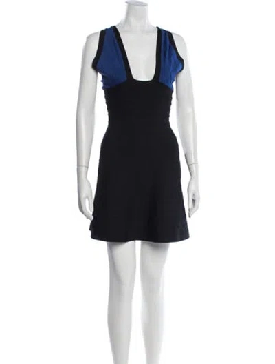 Pre-owned Herve Leger Colorblock Pattern Mini Dress In Black
