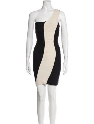 Pre-owned Herve Leger Colorblock Pattern Mini Dress In Black