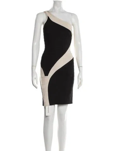 Pre-owned Herve Leger Colorblock Pattern Mini Dress In Black/neutrals