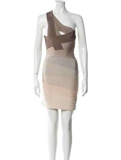 Pre-owned Herve Leger Colorblock Pattern Mini Dress In Blue