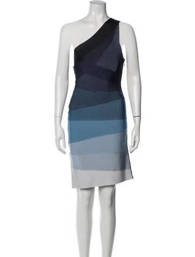 Pre-owned Herve Leger Colorblock Pattern Mini Dress In Blue