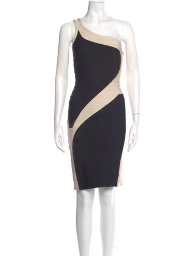 Pre-owned Herve Leger Colorblock Pattern Mini Dress In Green