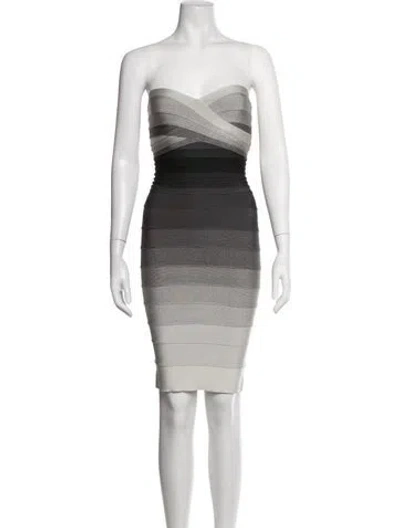 Pre-owned Herve Leger Colorblock Pattern Mini Dress In Grey