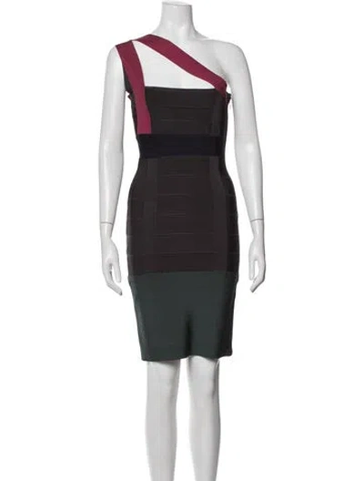 Pre-owned Herve Leger Colorblock Pattern Mini Dress In Grey