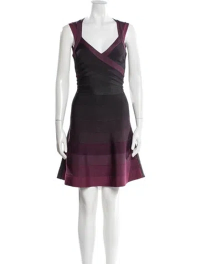 Pre-owned Herve Leger Colorblock Pattern Mini Dress In Multi