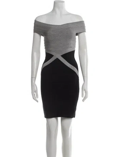 Pre-owned Herve Leger Colorblock Pattern Mini Dress In Multi