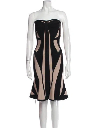 Pre-owned Herve Leger Colorblock Pattern Mini Dress In Multi