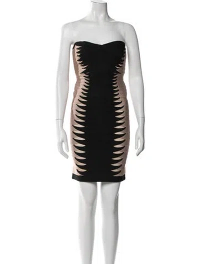 Pre-owned Herve Leger Colorblock Pattern Mini Dress In Multicolor