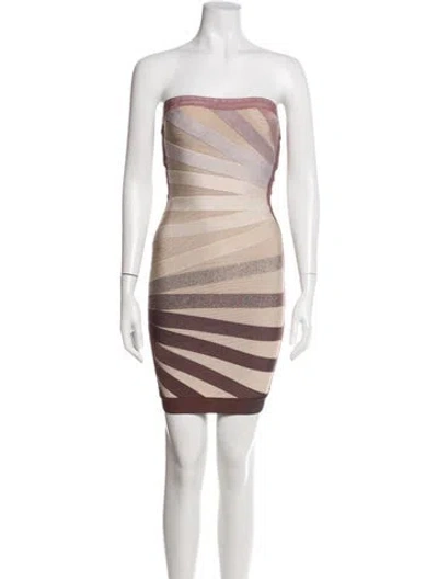 Pre-owned Herve Leger Colorblock Pattern Mini Dress In Neutrals