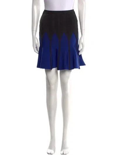 Pre-owned Herve Leger Colorblock Pattern Mini Skirt In Blue
