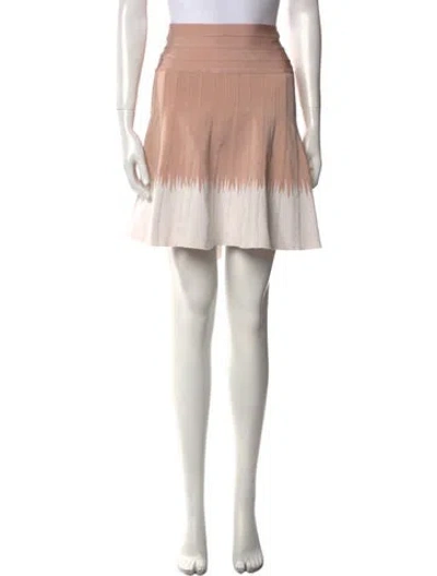 Pre-owned Herve Leger Colorblock Pattern Mini Skirt In Neutral