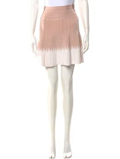Pre-owned Herve Leger Colorblock Pattern Mini Skirt W/ Tags In Neutral