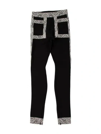 Pre-owned Herve Leger Colorblock Pattern Skinny Leg Pants In Black