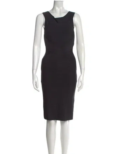 Pre-owned Herve Leger Cowl Neck Knee-length Dress In Black
