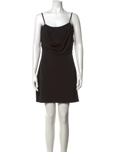 Pre-owned Herve Leger Cowl Neck Mini Dress In Black