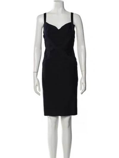 Pre-owned Herve Leger Cowl Neck Mini Dress In Blue