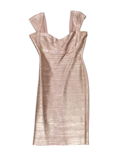 Pre-owned Herve Leger Cowl Neck Mini Dress In Multi