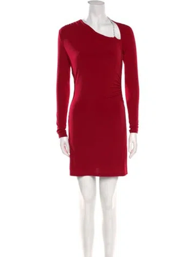 Pre-owned Herve Leger Cowl Neck Mini Dress In Red