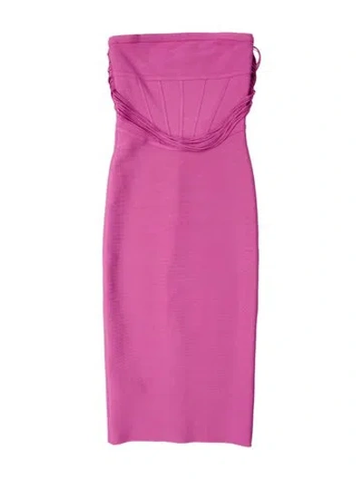 Pre-owned Herve Leger Cowl Neck Mini Dress W/ Tags In Pink