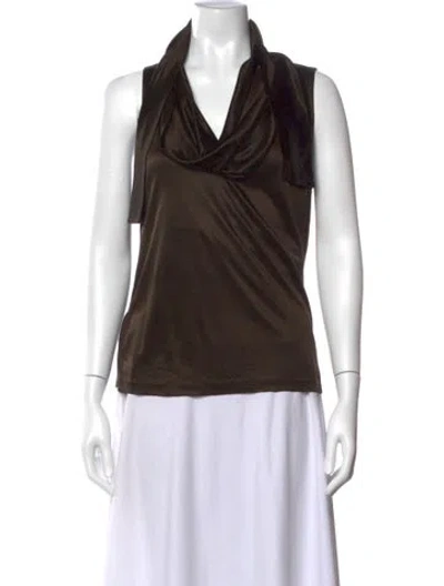 Pre-owned Herve Leger Cowl Neck Sleeveless Top In Brown