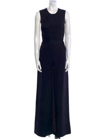 Pre-owned Herve Leger Crew Neck Jumpsuit In Blue