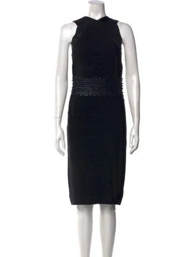 Pre-owned Herve Leger Crew Neck Knee-length Dress In Black