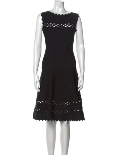 Pre-owned Herve Leger Crew Neck Knee-length Dress In Black