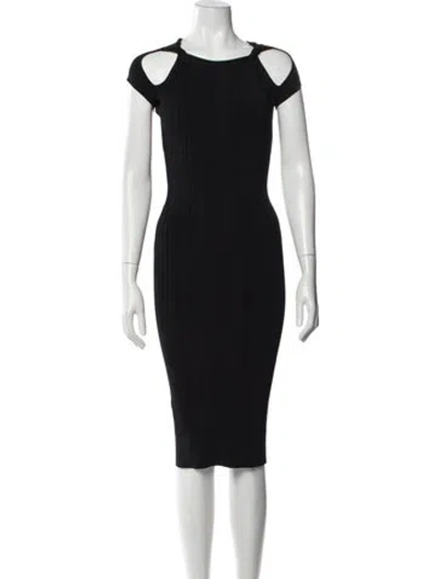 Pre-owned Herve Leger Crew Neck Knee-length Dress In Black