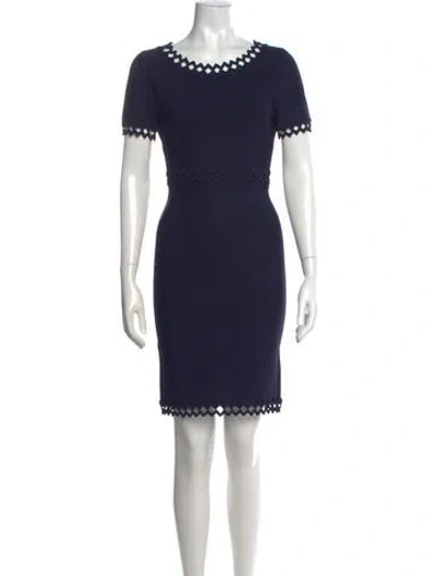 Pre-owned Herve Leger Crew Neck Knee-length Dress In Blue