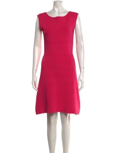 Pre-owned Herve Leger Crew Neck Knee-length Dress In Pink