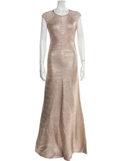 Pre-owned Herve Leger Crew Neck Long Dress