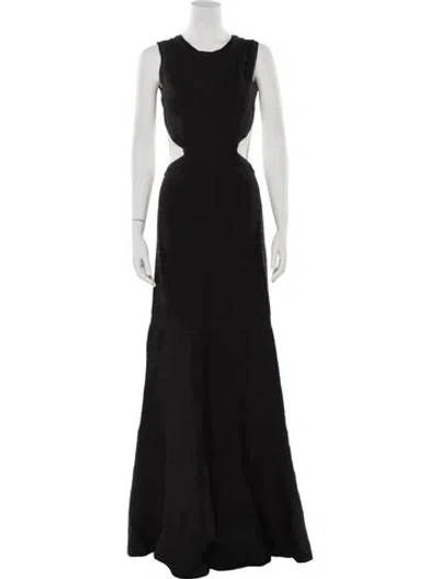 Pre-owned Herve Leger Crew Neck Long Dress In Black