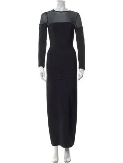 Pre-owned Herve Leger Crew Neck Long Dress In Black