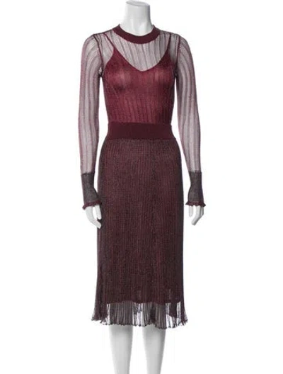 Pre-owned Herve Leger Crew Neck Long Dress In Green
