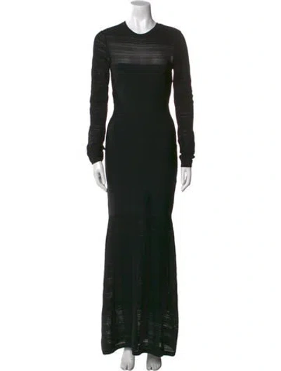 Pre-owned Herve Leger Crew Neck Long Dress W/ Tags In Black