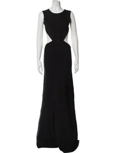 Pre-owned Herve Leger Crew Neck Long Dress W/ Tags In Black