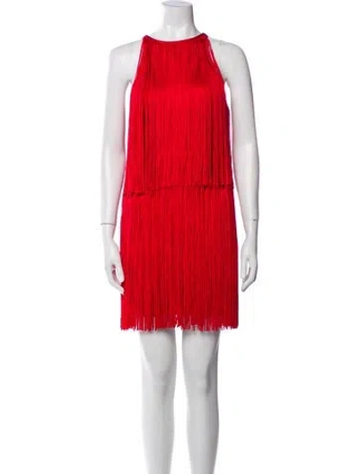Pre-owned Herve Leger Crew Neck Long Dress W/ Tags In Red
