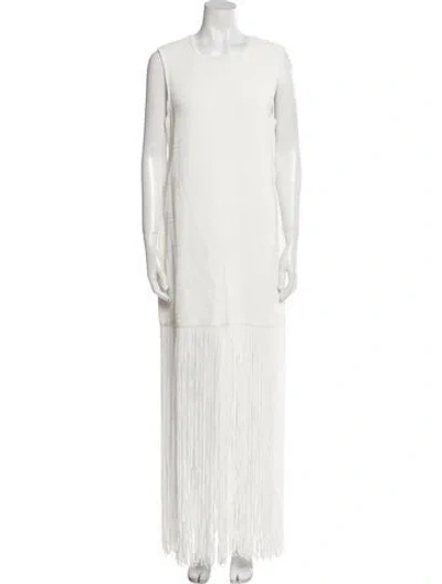 Pre-owned Herve Leger Crew Neck Long Dress W/ Tags In White