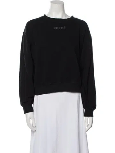 Pre-owned Herve Leger Crew Neck Long Sleeve Sweatshirt In Black